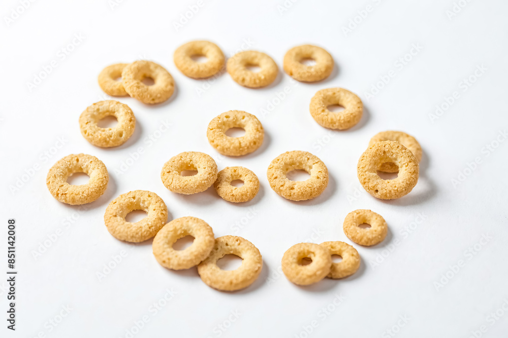 Canvas Prints Golden Ring Cereal on White Background