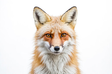 Red fox portrait on white background