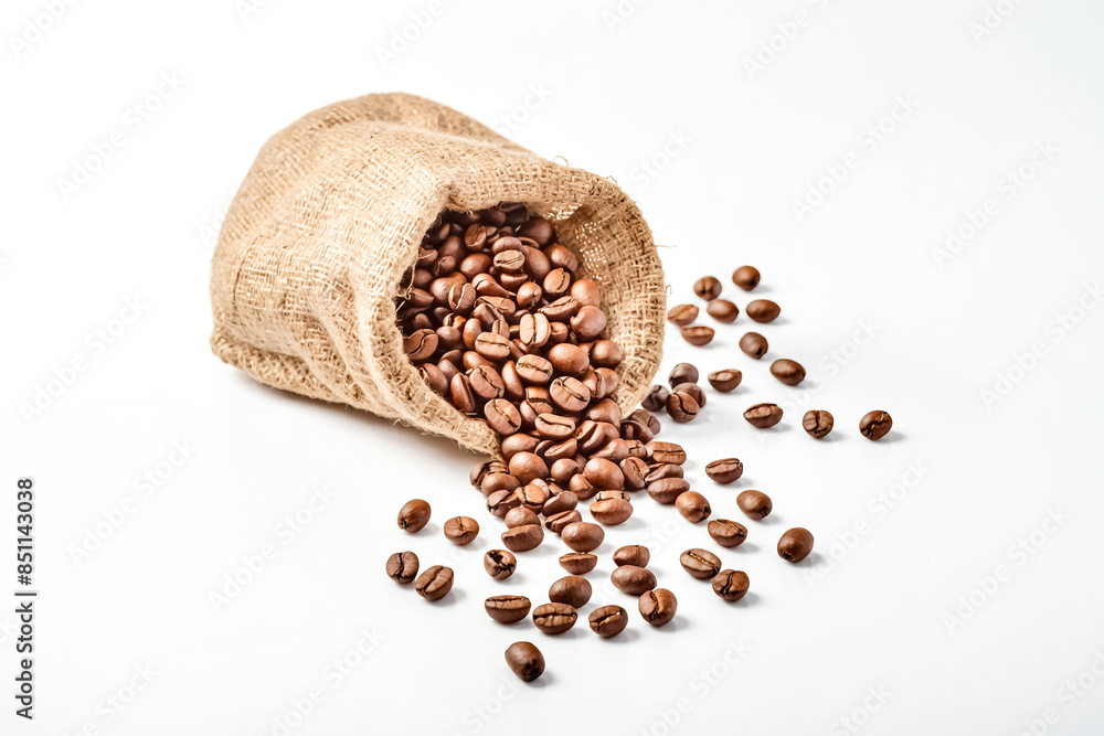 Poster Coffee Beans Spilling From a Burlap Sack