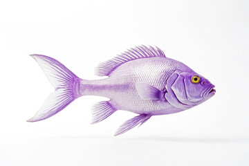 Purple fish with yellow eye isolated on white background