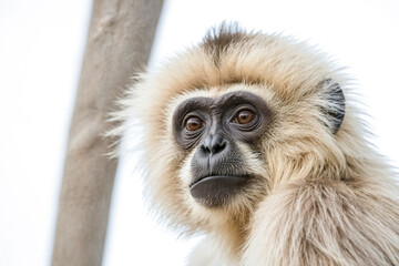 Obraz premium Close-up Portrait of a Gibbon with a Soft, Furry Face