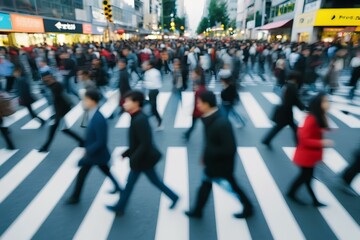 people crosswalk the street in the city