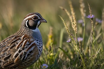 Quail Close-Up with Natural Habitat