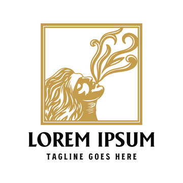 Illustration of Aeolus, Greek Wind God , Strong Male with Blowing Wind Vector