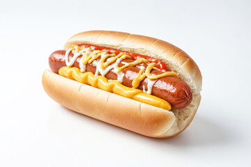 Hot Dog with Mustard, Ketchup and Mayonnaise