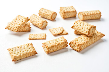 Crispy Crackers on White Background