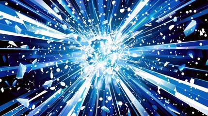 Abstract Blue and White Explosion