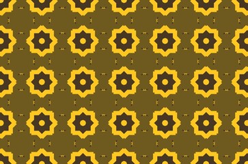 A pattern of brown and yellow flowers