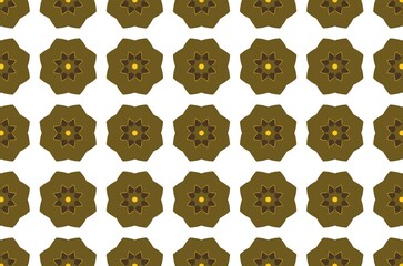 A pattern of brown flowers with yellow centers design