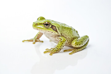 Green Frog on White Background