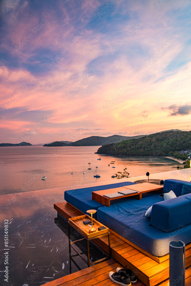 Wall mural Rooftop bar view in Ao Yon Yai beach in Phuket, Thailand