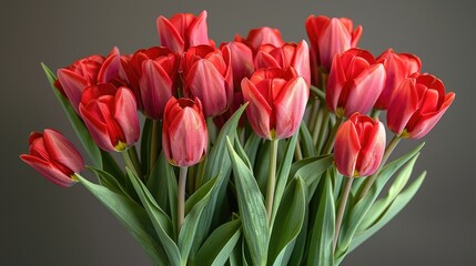 bouquet of red tulips HD 8K wallpaper Stock Photographic Image  