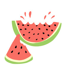 Watermelon bitten piece illustration