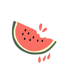 Watermelon bitten piece illustration
