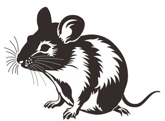 Vector image of a silhouette of a rat on a white background