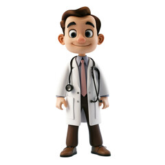 Fototapeta premium Charming 3D doctor character ready for work, depicted on a white background