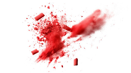 Chalk pieces and dust flying, effect explode isolated on transparent white background, clipping path