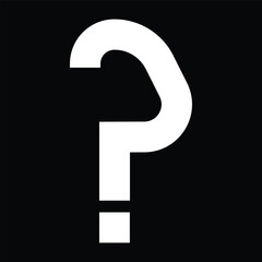 White Question Mark on Black Background