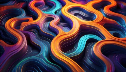 Obraz premium Abstract 3D Background with Wavy Lines and Vibrant Colors