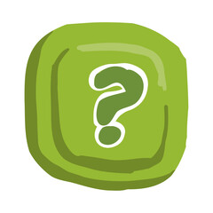 Question mark button in cartoon doodle style, mobile app  asset, video game ui button