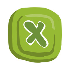 No cross button in cartoon doodle style, mobile app  asset, game ui button
