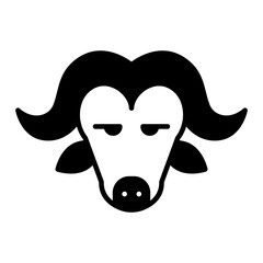 Buffalo head icon. black fill icon