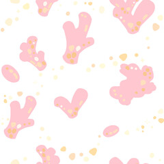 Pink Coral seamless pattern drawing freehand on white background
