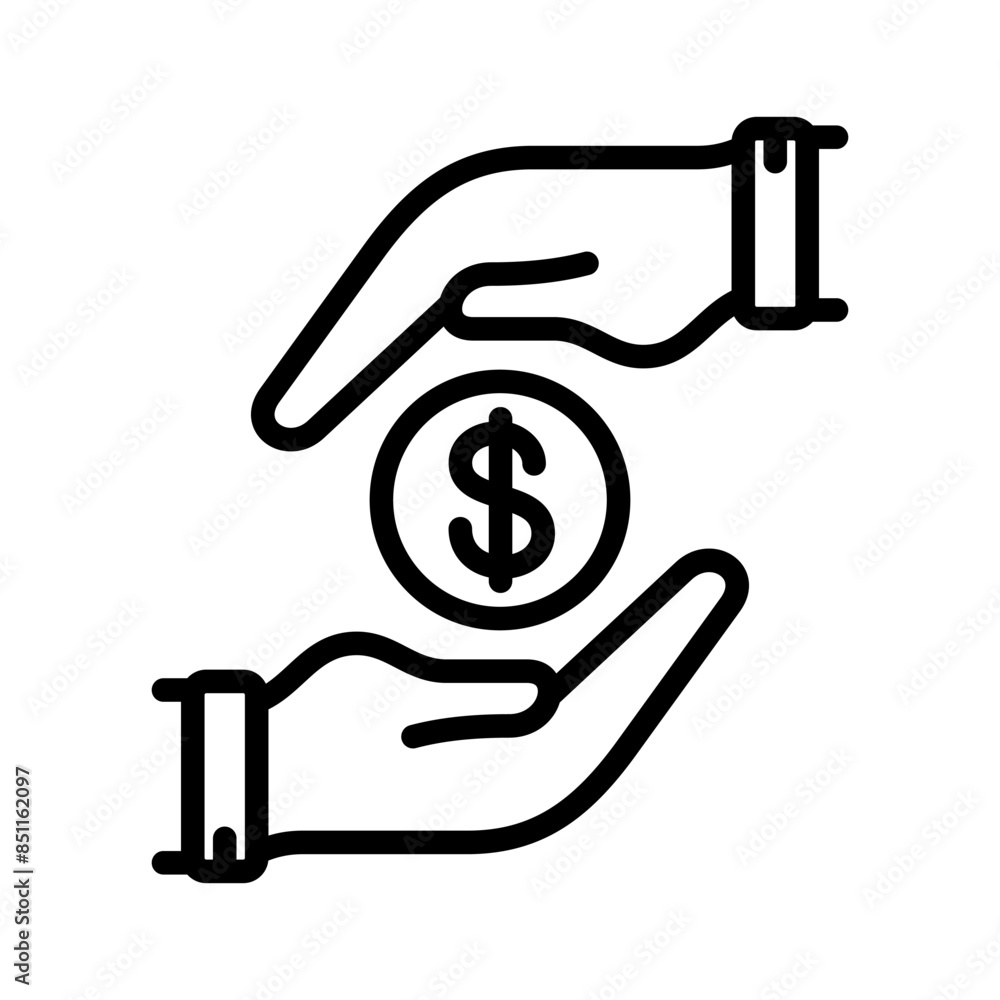 Wall mural Donation money icon line vector design illustration template