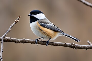 Fototapeta premium black atricapilla poecile isolated chickadee capped bird black-capped white animal avian cut-out fauna on songbird background wildlife