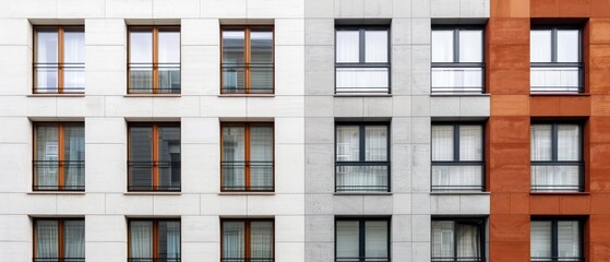 Fototapeta premium apartment building's historic exterior boasts elegant windows that whisper tales of the city's past