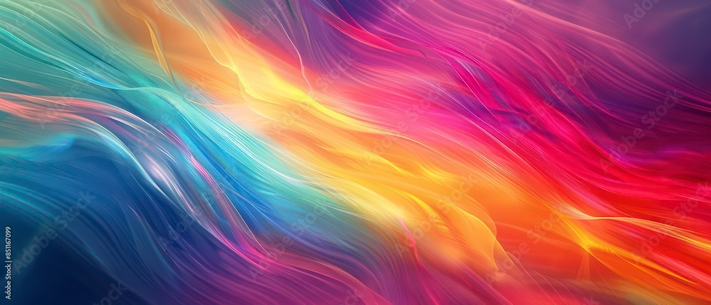 Poster abstract illustrations of light and smoke waves in blue and black, creating dynamic patterns and tex