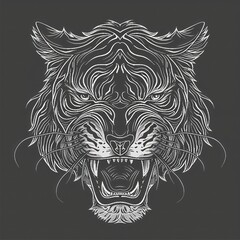 A bold and detailed design of a tiger's face, reflecting the strength and wild beauty of this majestic mammal in its natural habitat