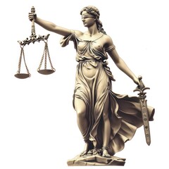 statue of Lady Justice, with scales and sword, representing the law's fairness and moral balance in classic sculpture form
