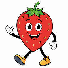 Fototapeta premium Strawberry vector illustration, strawberry icon and healthy sweet fruit, silhouette, logo, eps file, strawberry cartoon character, png on white background