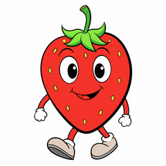 Strawberry vector illustration, strawberry icon and healthy sweet fruit, silhouette, logo, eps file, strawberry cartoon character, png on white background