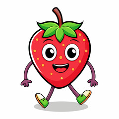 Strawberry vector illustration, strawberry icon and healthy sweet fruit, silhouette, logo, eps file, strawberry cartoon character, png on white background