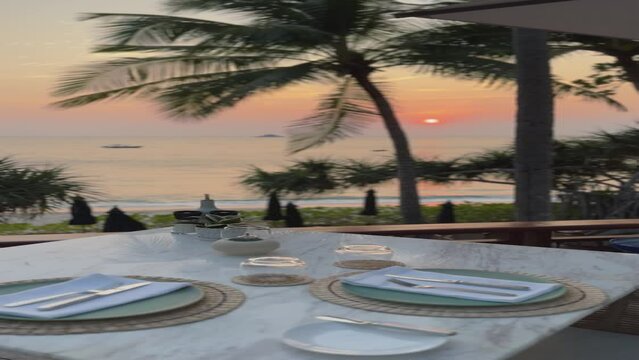 Restaurant bar on the beach in trisara beach in Bang Tao, Phuket, Thailand
