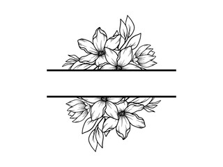 Flower Line Art Black and White
