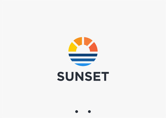 sunset logo design vector silhouette illustration