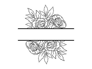 Flower Line Art Frame Background
