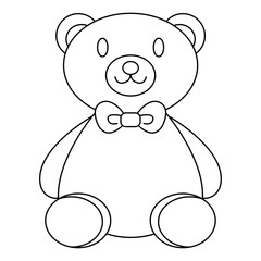 くまのぬいぐるみのイラスト線画、テディベア、アイコン素材