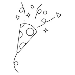 パーティークラッカーのイラスト線画、アイコン素材