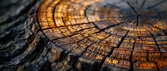 Fototapeta premium Close-up of tree rings showing age and growth.