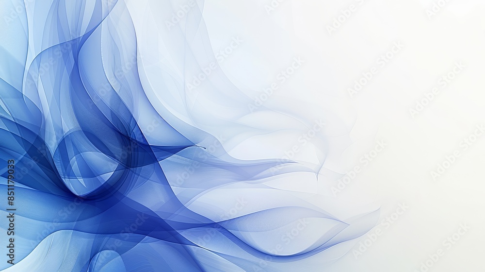 Wall mural Abstract blue and white flowing fabric background. - Wall murals