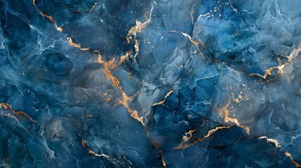 Abstract blue and gold marbled background with swirling patterns and textures.