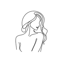 line art monoline oneline silhouette of woman vector