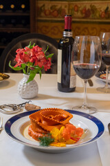 Italian food - served table in restaurant