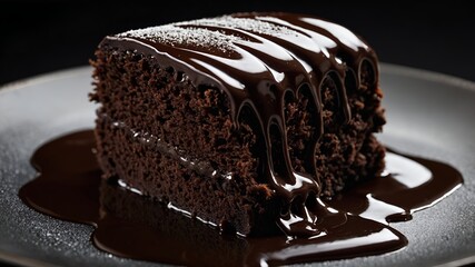 Delicious slice of chocolate cake.