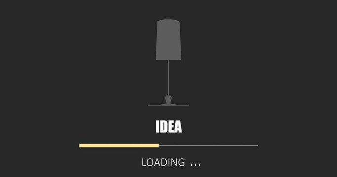 Floor lamp symbol. Electric torchere with idea word and loading or progress bar.
