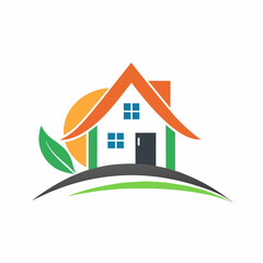 green house icon, an elegant emblem-style logo for a real estate agency, real estate 2d logo icon, real estate vector illustration, eps File,, Creative Logo Icon